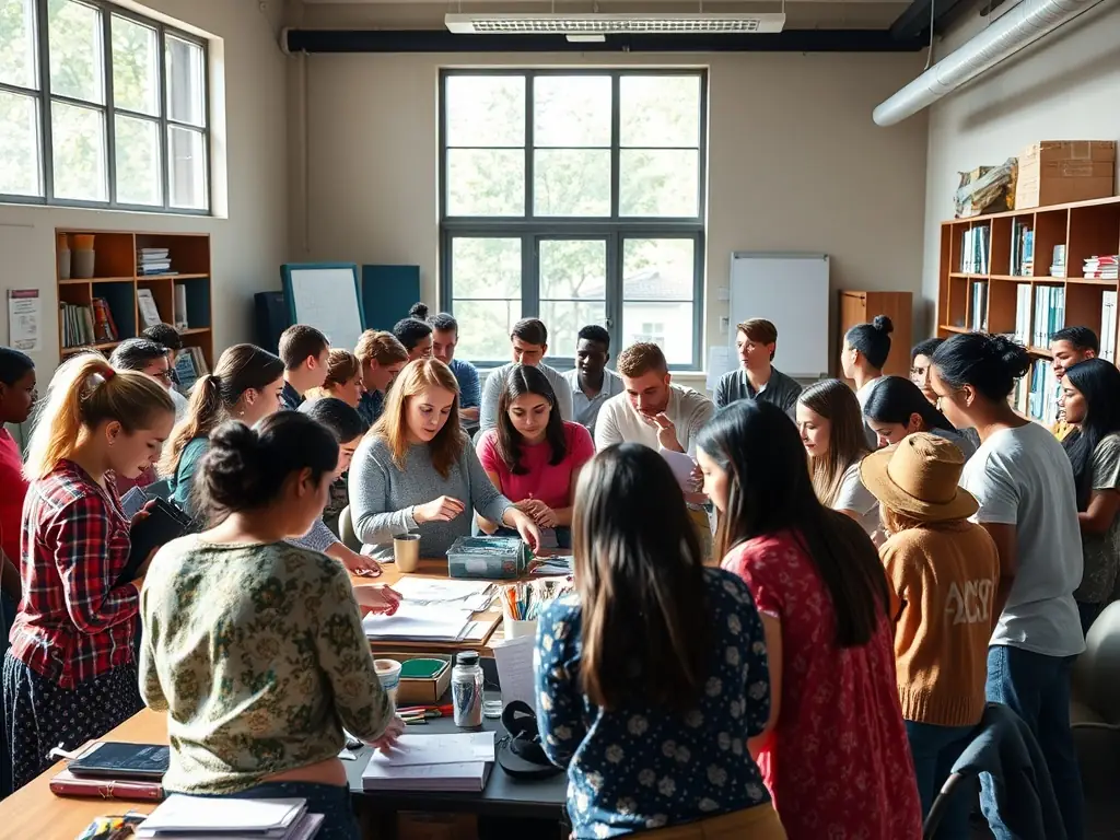 An image showing participants in an educational workshop, learning new skills and engaging in interactive activities, illustrating the organization's commitment to providing educational opportunities and fostering lifelong learning.