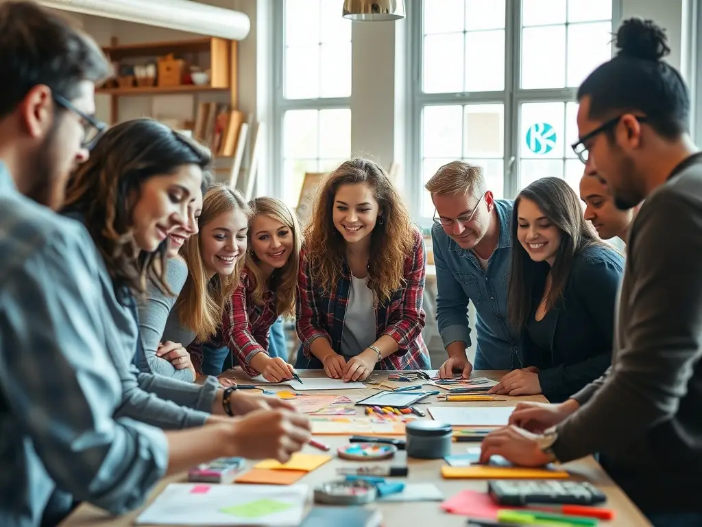 A photograph capturing participants actively engaged in an educational art workshop, focusing on hands-on learning and creative expression.